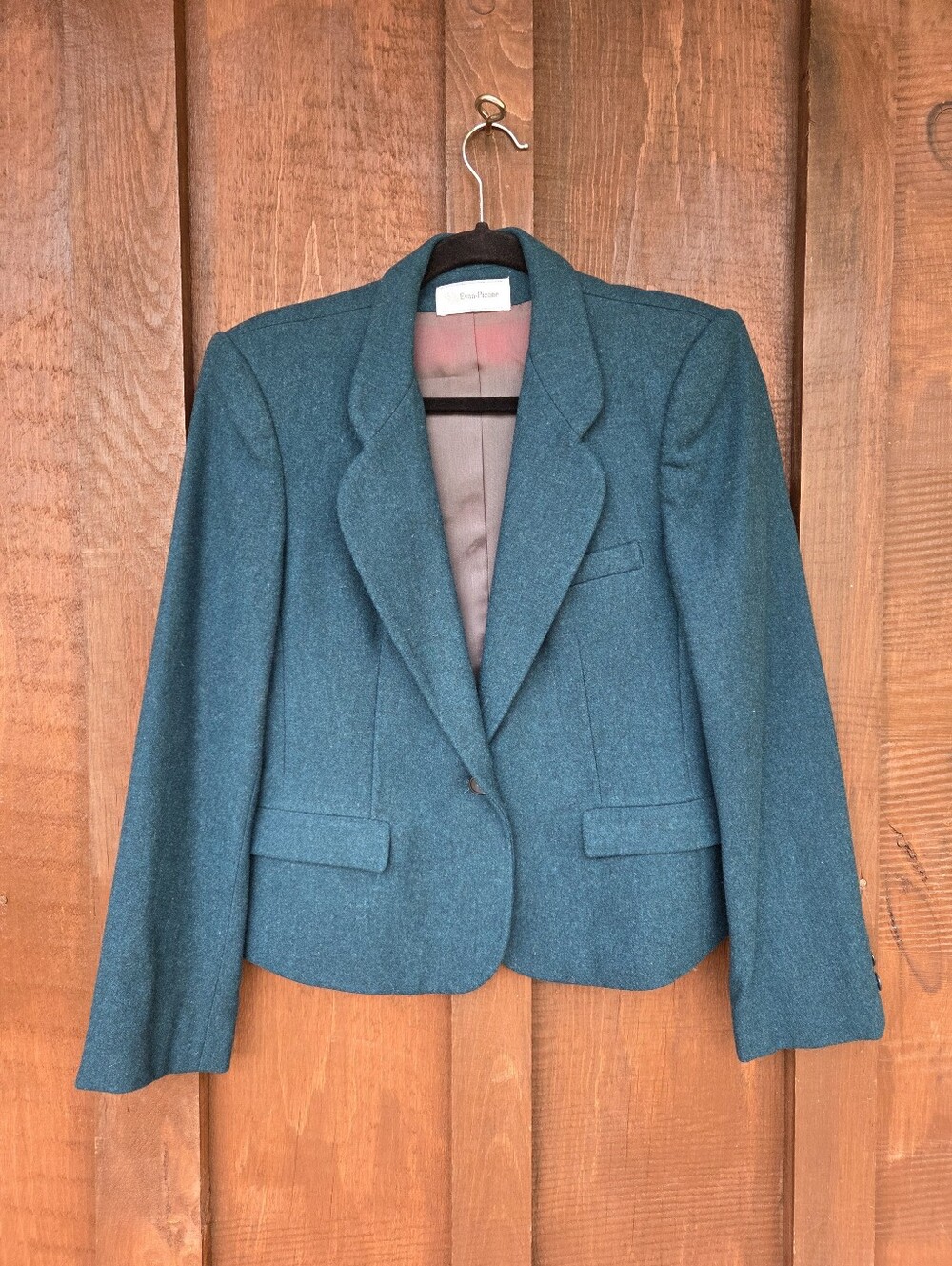 Vintage Teal Wool Blazer Evan Picone